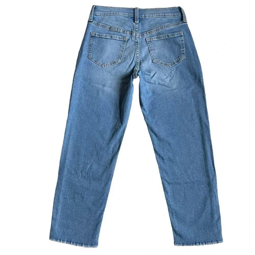 Old Navy OG Straight High Rise Jeans Girls Size 10 Cut-off Blue Medium Wash